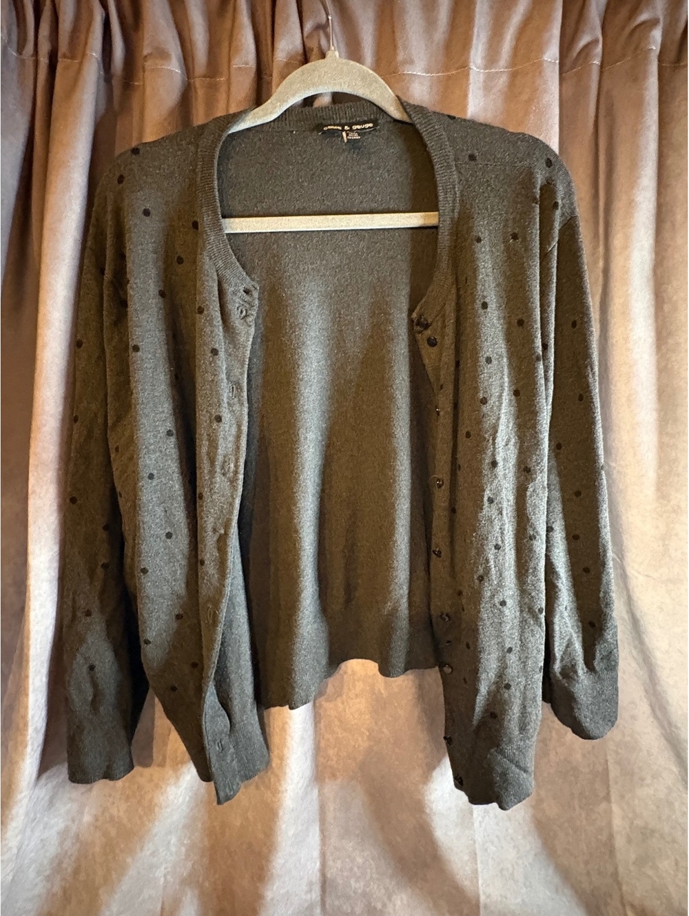 Cable & Gauge XXL Gray Black Polka Dot Button Cardigan Rayon Blend 2XL